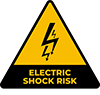 This is an icon representing an electric shock hazard sign.